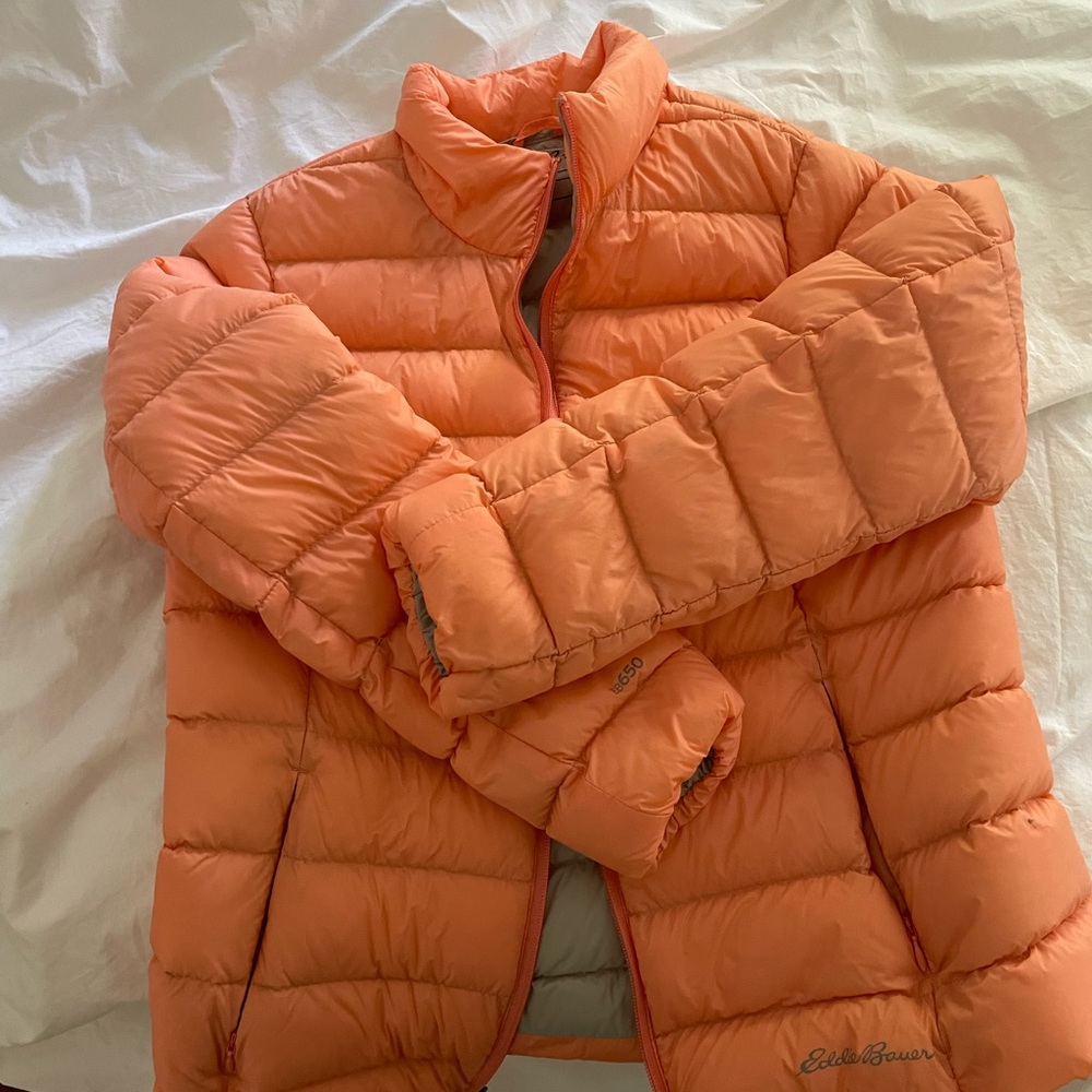 Eddie Bauer peach colored puffer jacket